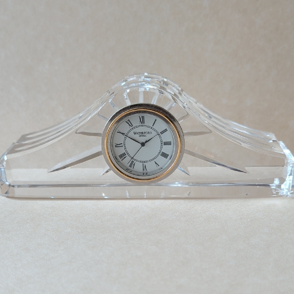 Waterford Crystal Mantle Clock with Gold Details